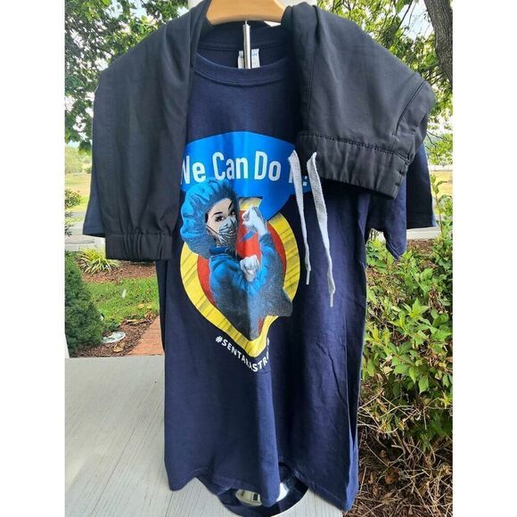 Wonder Wink jogger skinny pant scrubs XS w bonus nursing WE CAN DO IT tshirt - Picture 16 of 16